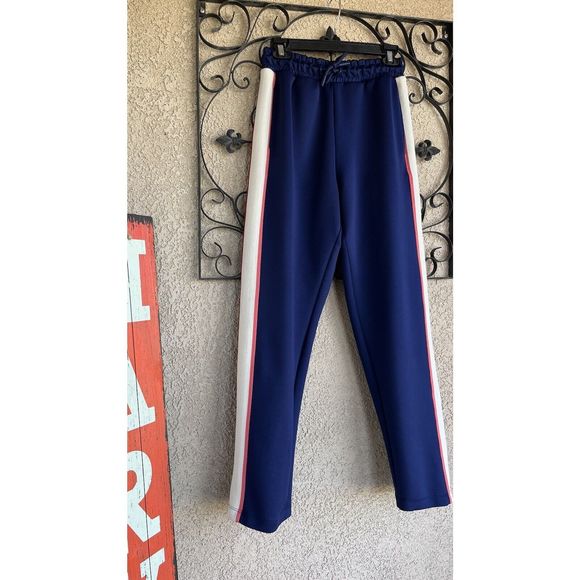 Zara wide leg striped track pants - size small - navy blue/red/white - Picture 2 of 7